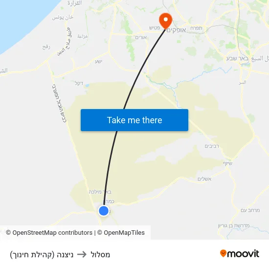 ניצנה (קהילת חינוך) to מסלול map