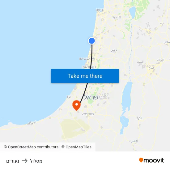 נעורים to מסלול map