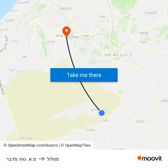 מ.א. נווה מדבר to מסלול map