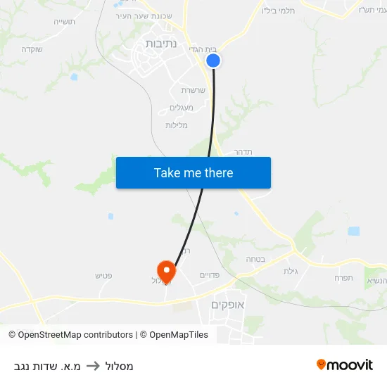 מ.א. שדות נגב to מסלול map