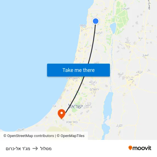מג'ד אל-כרום to מסלול map