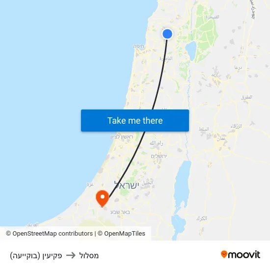 פקיעין (בוקייעה) to מסלול map