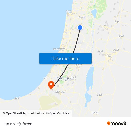 רם-און to מסלול map