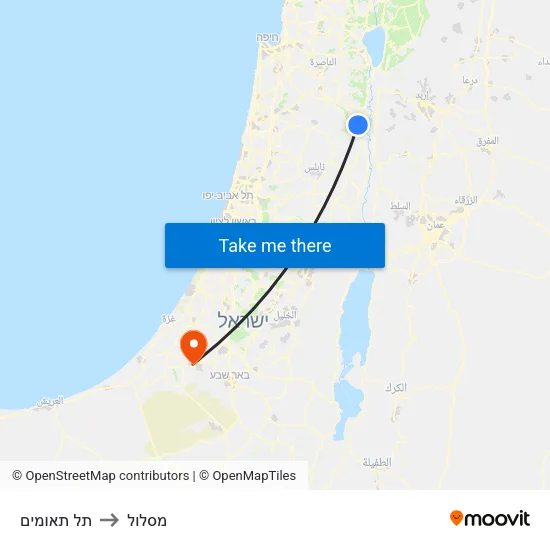 תל תאומים to מסלול map