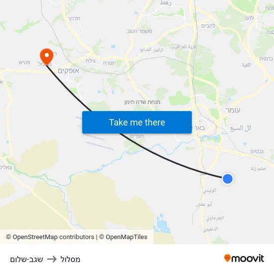 שגב-שלום to מסלול map