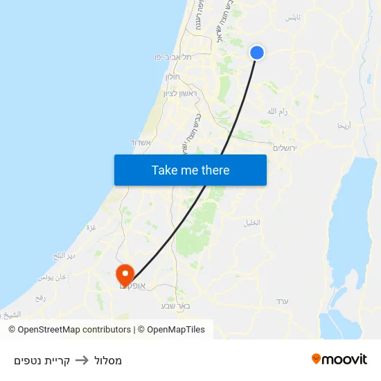 קריית נטפים to מסלול map