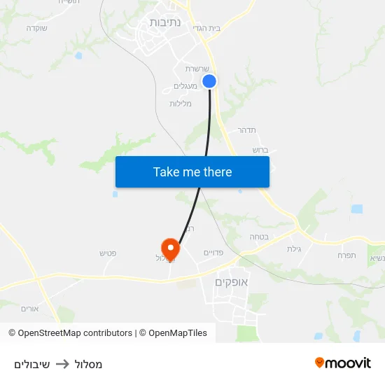 שיבולים to מסלול map