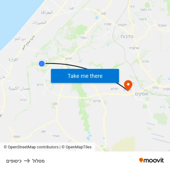 כיסופים to מסלול map