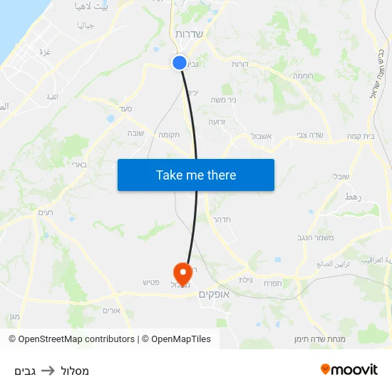 גבים to מסלול map