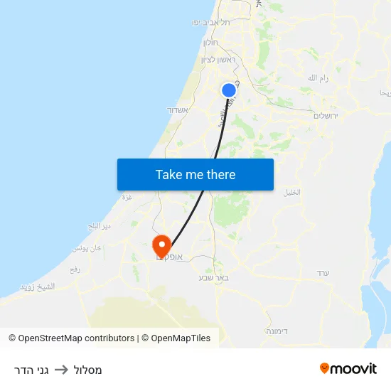 גני הדר to מסלול map