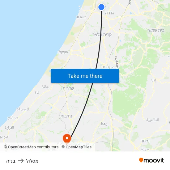 בניה to מסלול map