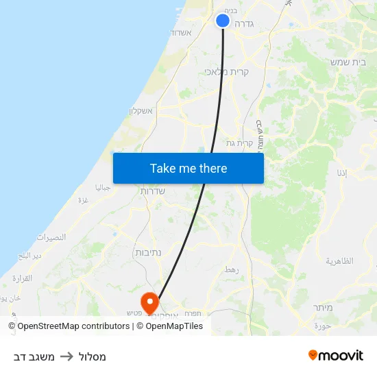 משגב דב to מסלול map