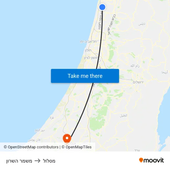 משמר השרון to מסלול map