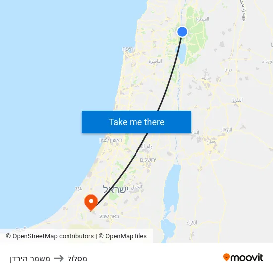 משמר הירדן to מסלול map