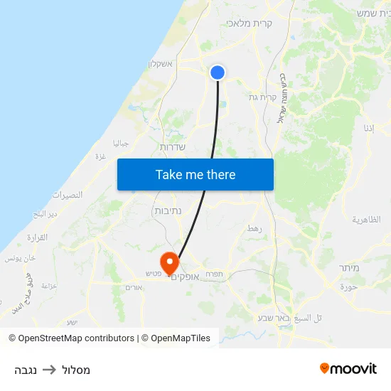 נגבה to מסלול map