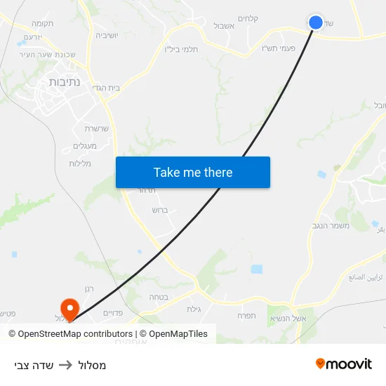 שדה צבי to מסלול map