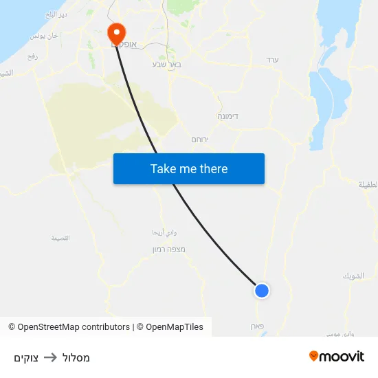 צוקים to מסלול map