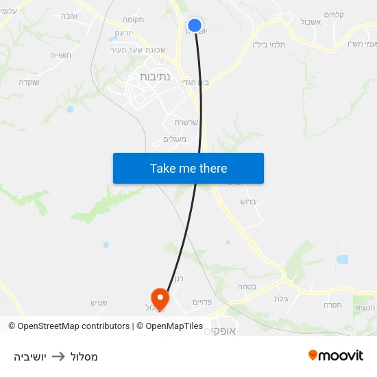 יושיביה to מסלול map