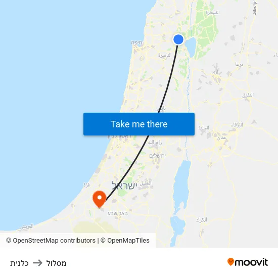 כלנית to מסלול map