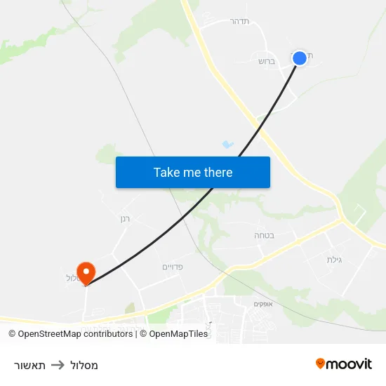 תאשור to מסלול map