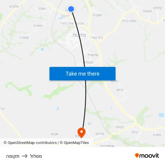 תקומה to מסלול map