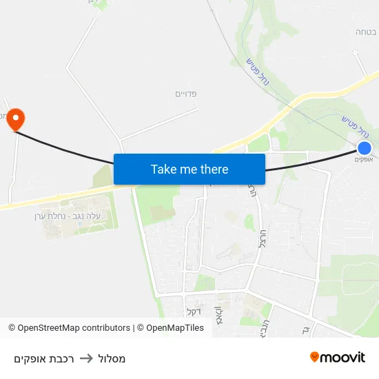 רכבת אופקים to מסלול map