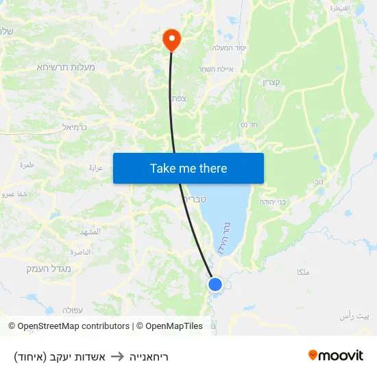 אשדות יעקב (איחוד) to ריחאנייה map
