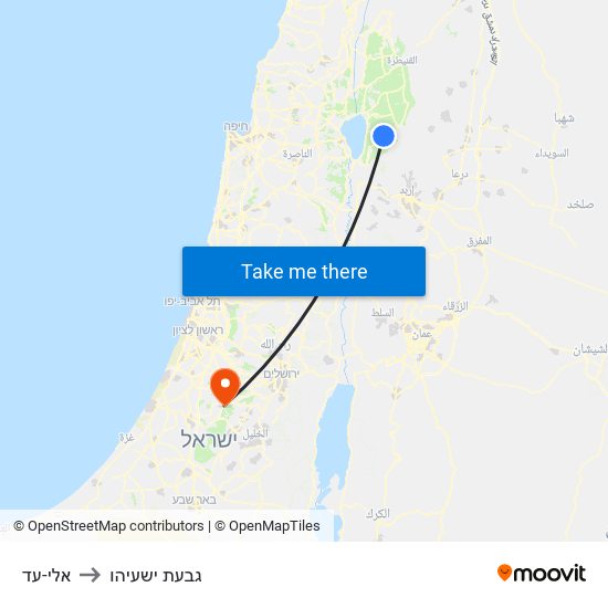 אלי-עד to גבעת ישעיהו map