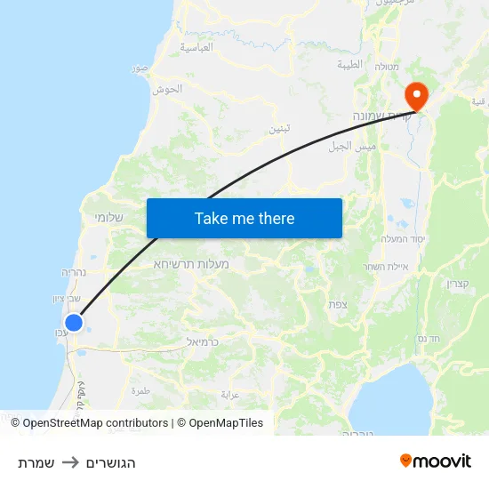שמרת to הגושרים map