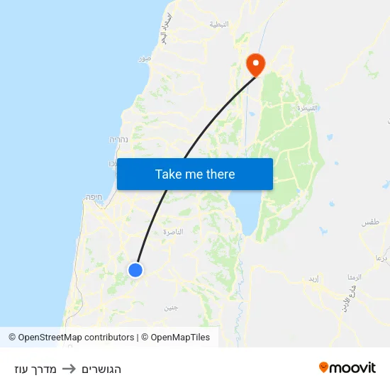 מדרך עוז to הגושרים map