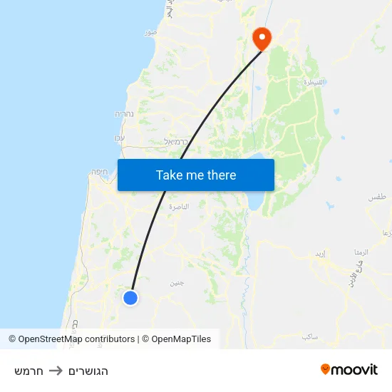 חרמש to הגושרים map