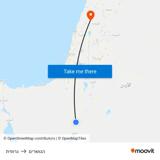גרופית to הגושרים map