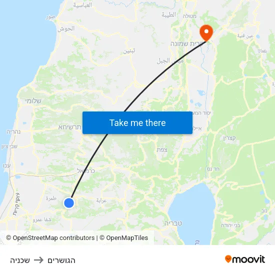 שכניה to הגושרים map