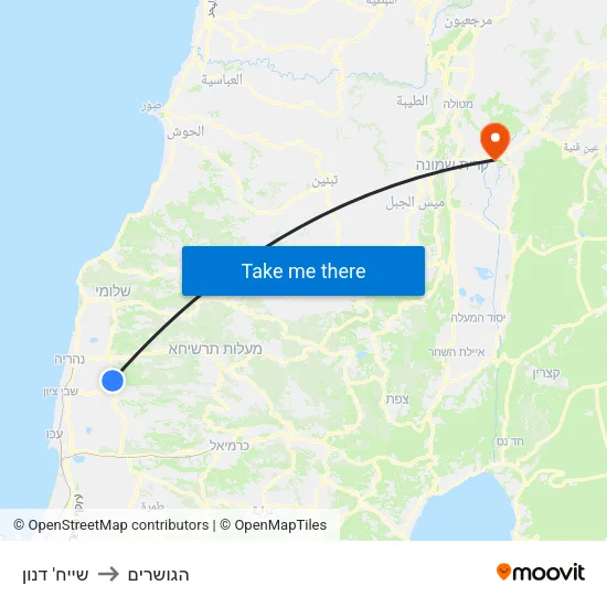 שייח' דנון to הגושרים map