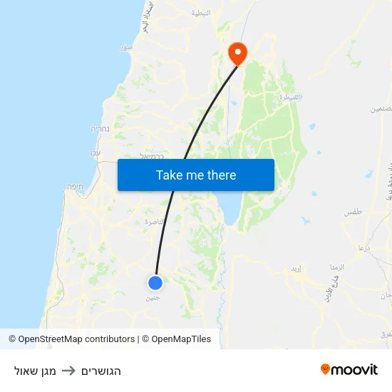 מגן שאול to הגושרים map