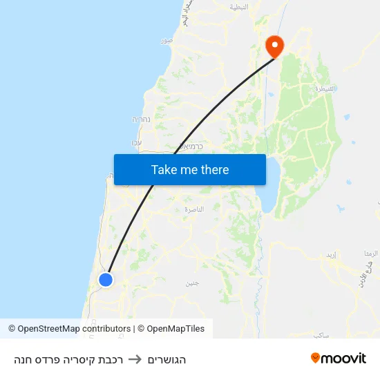 רכבת קיסריה פרדס חנה to הגושרים map