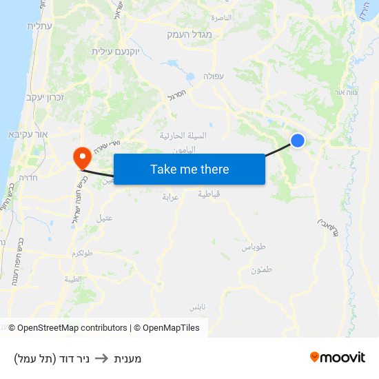 ניר דוד (תל עמל) to מענית map