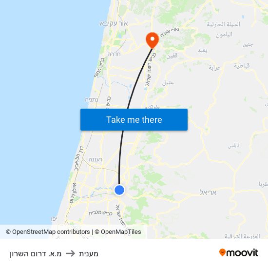 מ.א. דרום השרון to מענית map