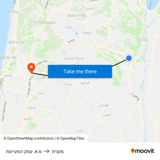 מ.א. עמק המעיינות to מענית map