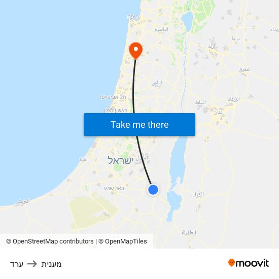 ערד to מענית map