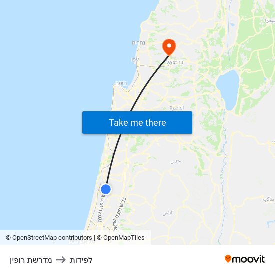 מדרשת רופין to לפידות map