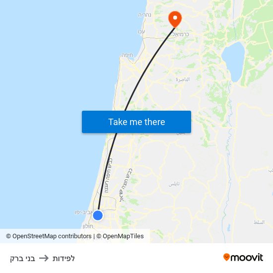 בני ברק to לפידות map