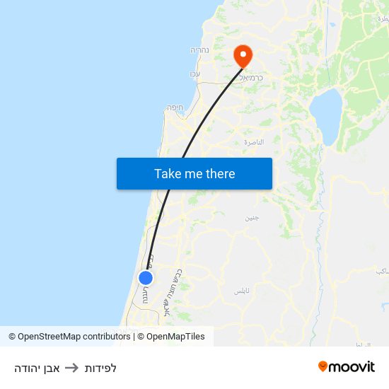 אבן יהודה to לפידות map