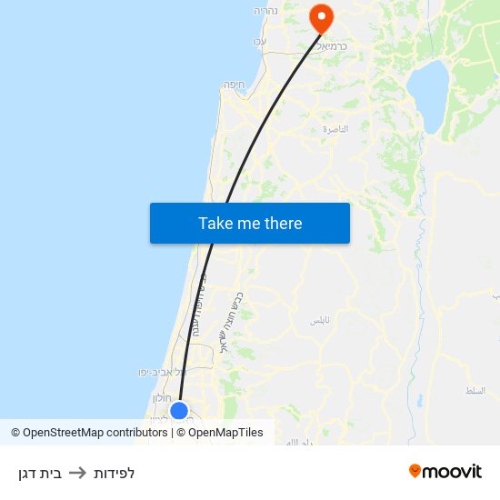 בית דגן to לפידות map