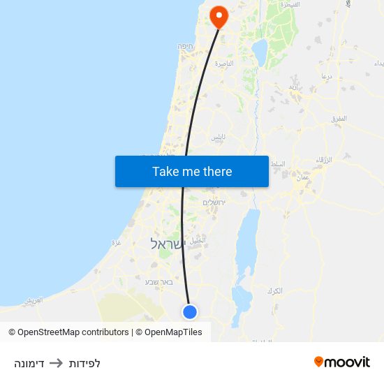 דימונה to לפידות map