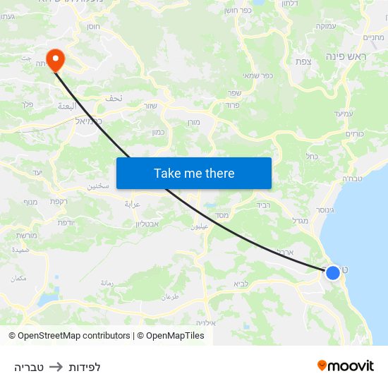 טבריה to לפידות map