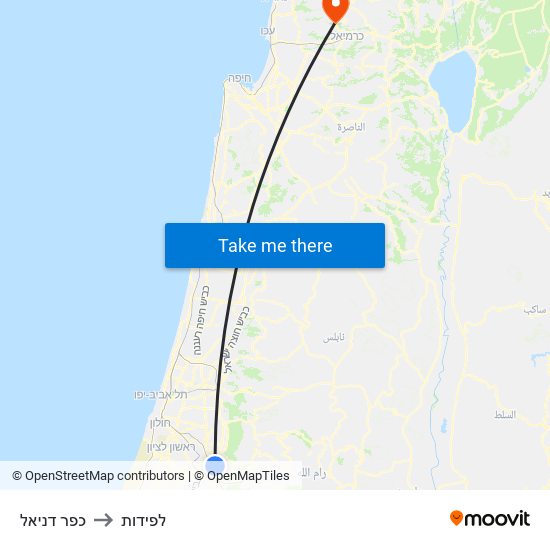 כפר דניאל to לפידות map