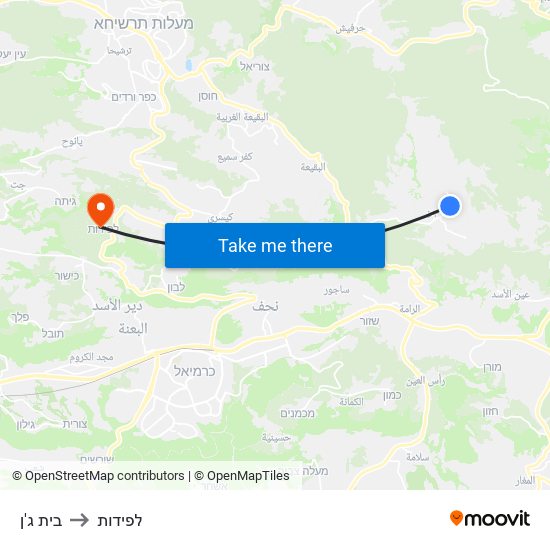 בית ג'ן to לפידות map