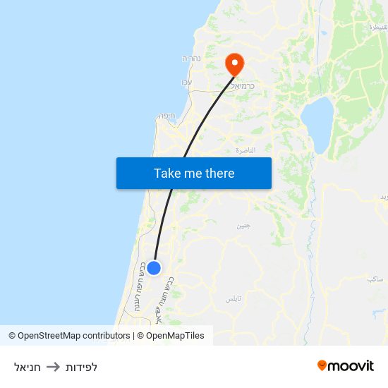 חניאל to לפידות map