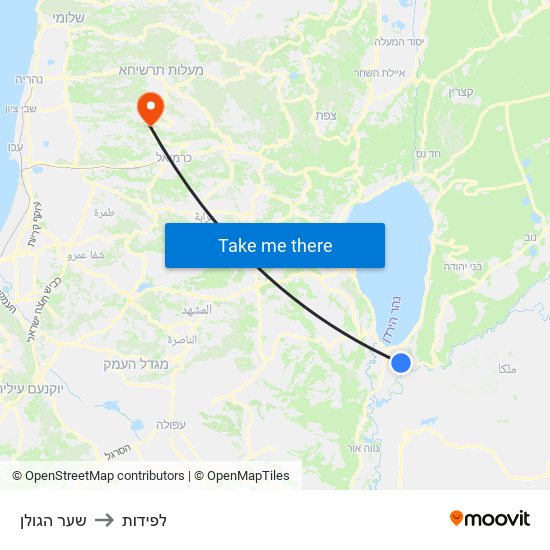 שער הגולן to לפידות map